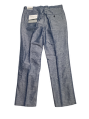 Perry Ellis Portfolio Mens Modern fit Dress Pants 38 / 32 Light Blue Solid Linen