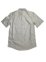 Alfani Mens Warren Short Sleeve Button Up Shirt Military Soil Grey Small