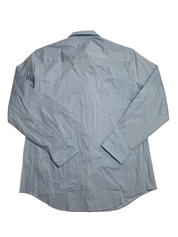 Alfani Mens Slim fit Long Sleeve Button-Up Shirt Large Blue Geometric Stretch