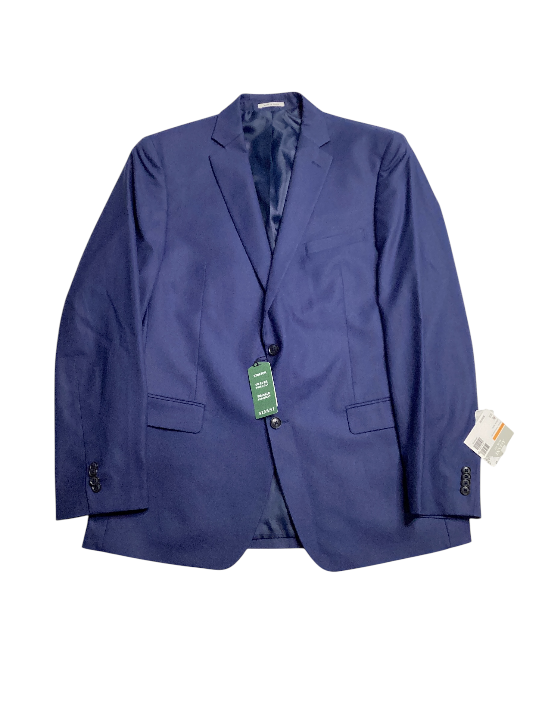 Alfani Mens Slim fit Suit Jacket Blazer 44 L Blue Solid Stretch