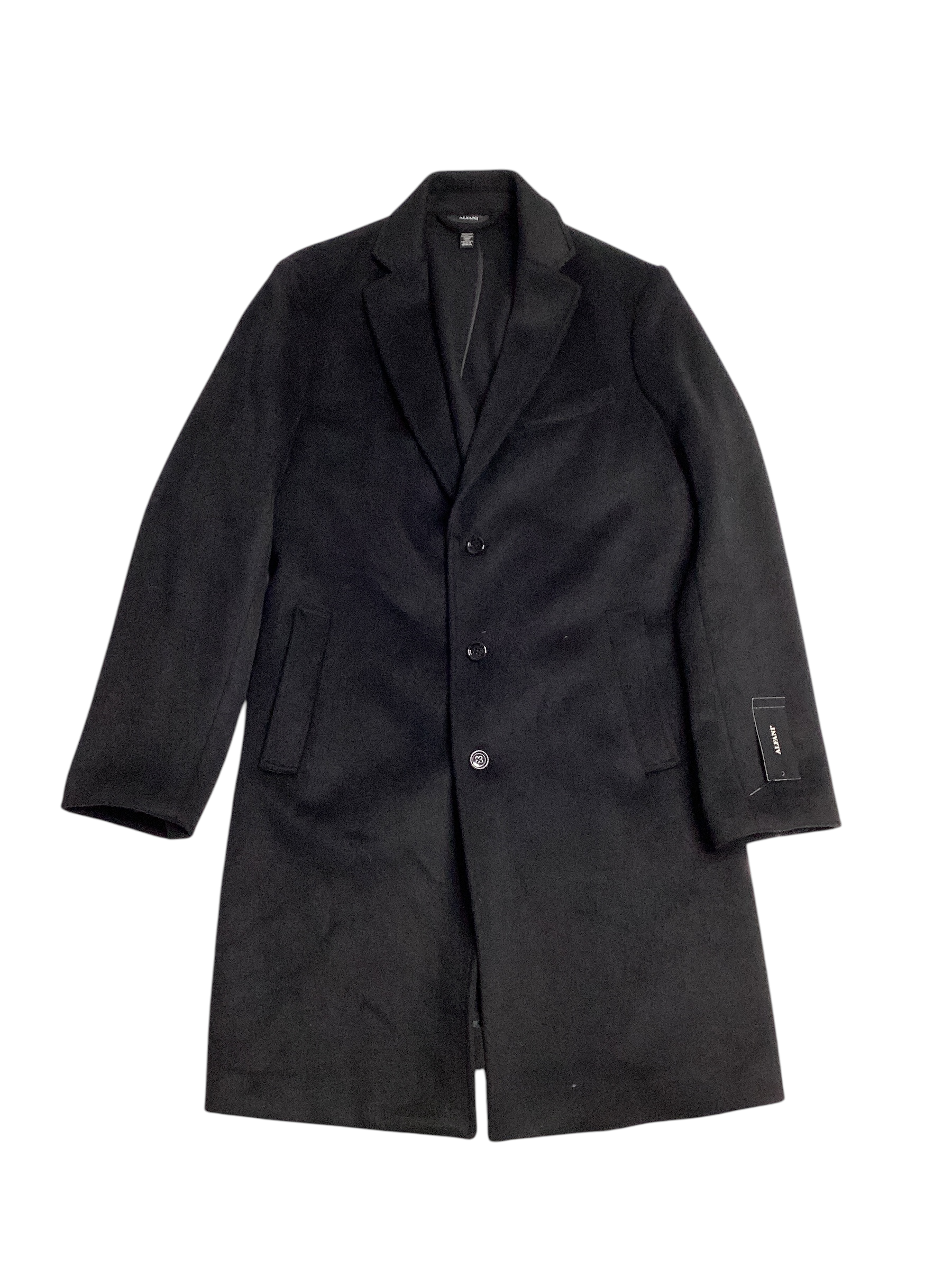 Alfani Mens Overcoat Coat Large Black Wool