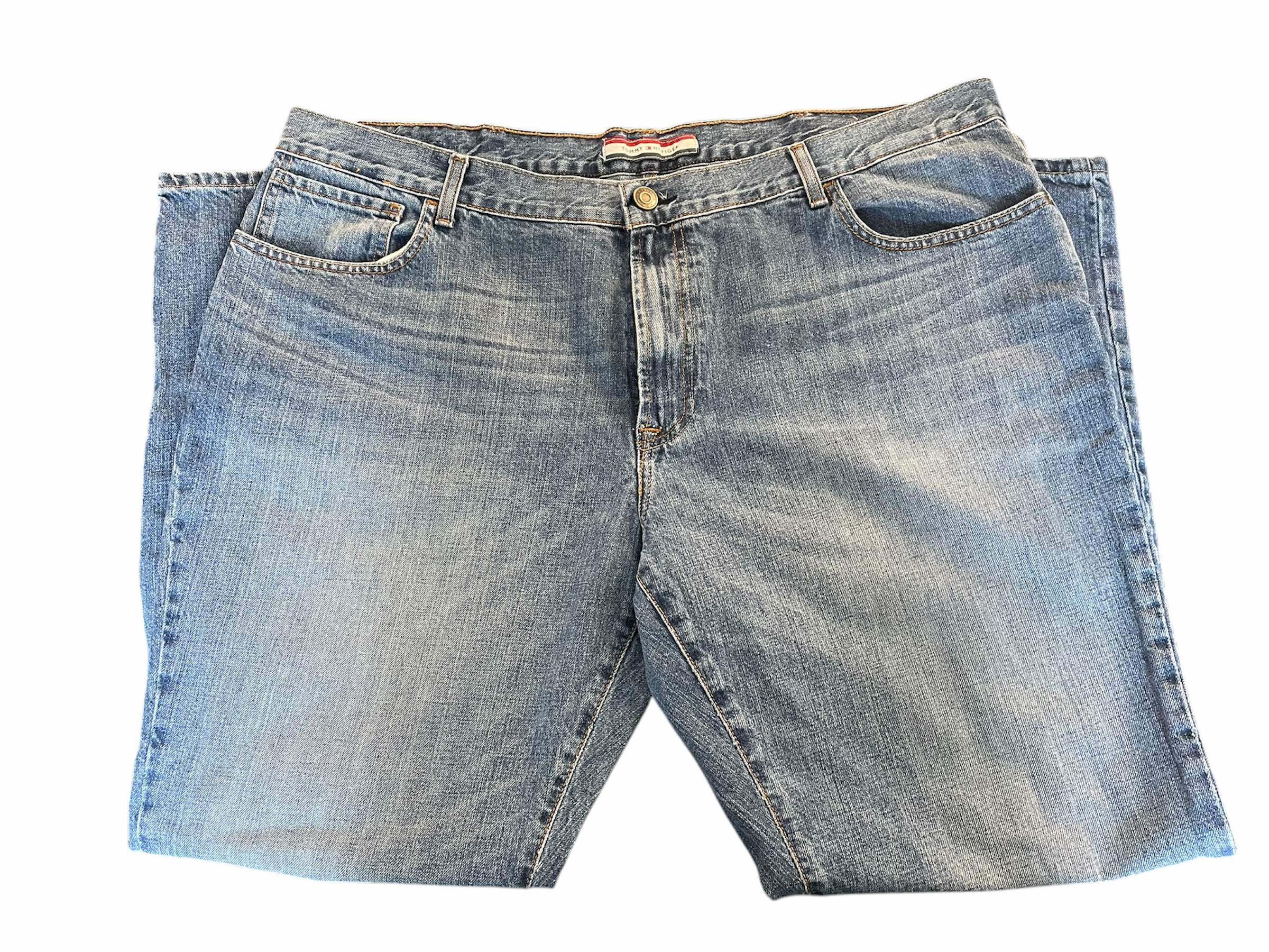 Tommy Hilfiger Men's Straight Fit Stretch Jeans Vintage Wash 42 x 30 Blue