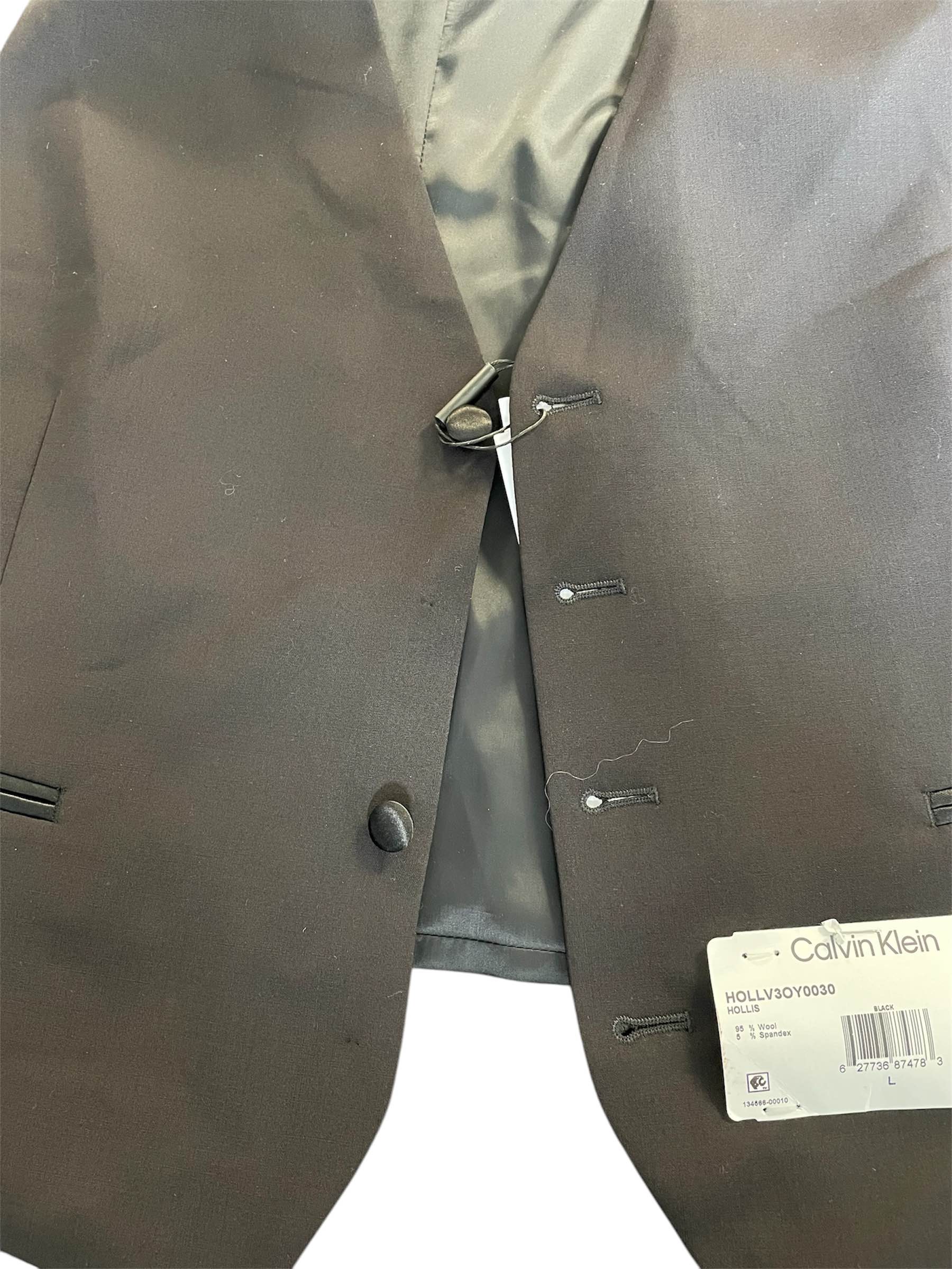 Calvin Klein Men's Slim-Fit Infinite Stretch Black Tuxedo Vest Large Black