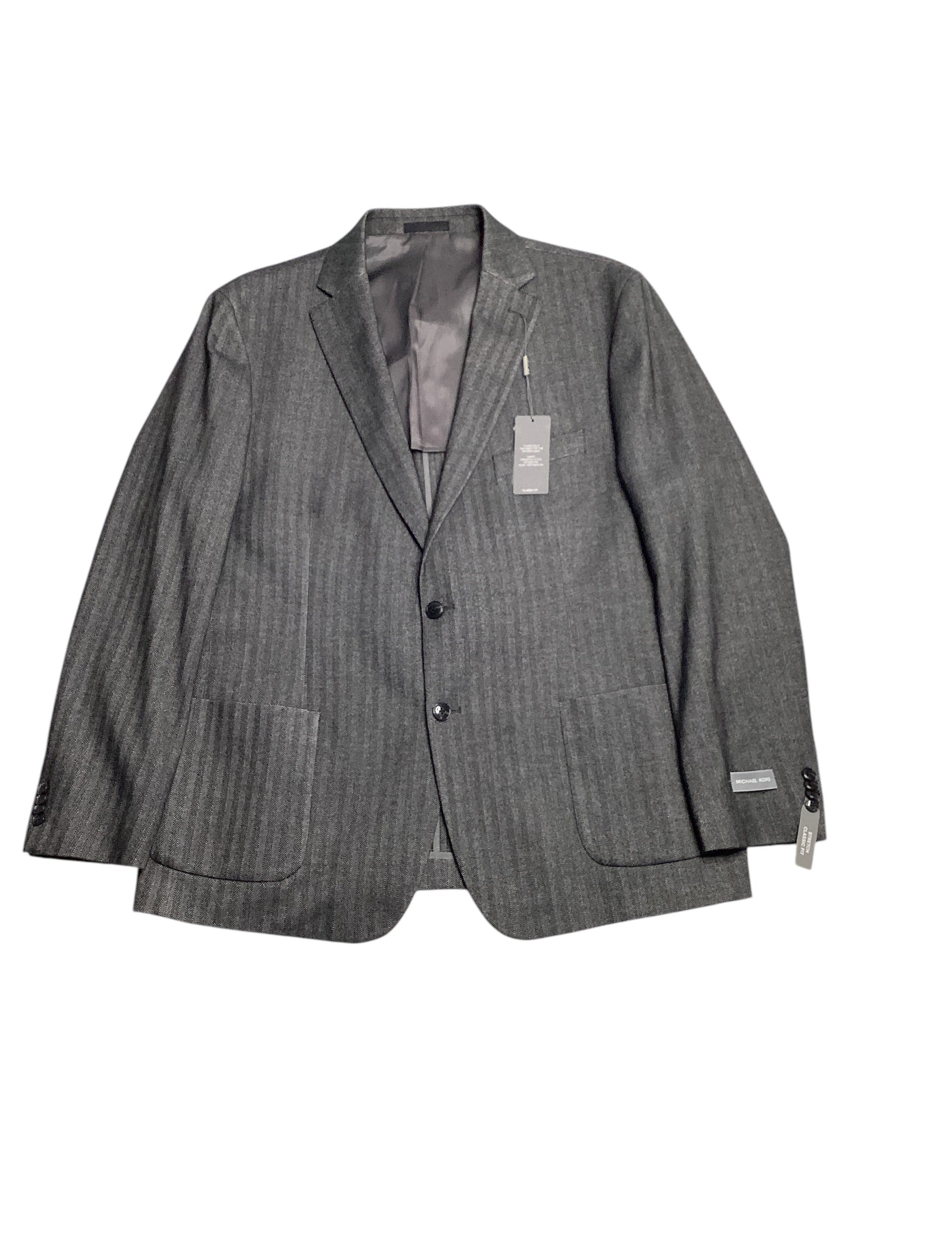 Michael Kors Men's Classic Fit Herringbone Woven Sport Coat 40 L Charcoal