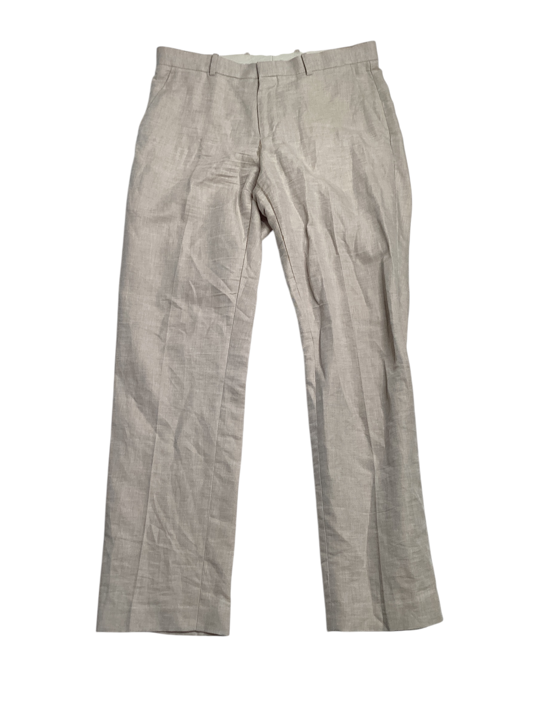 Perry Ellis Portfolio Mens Modern fit Linen Dress Pants 38 / 30 Beige Solid