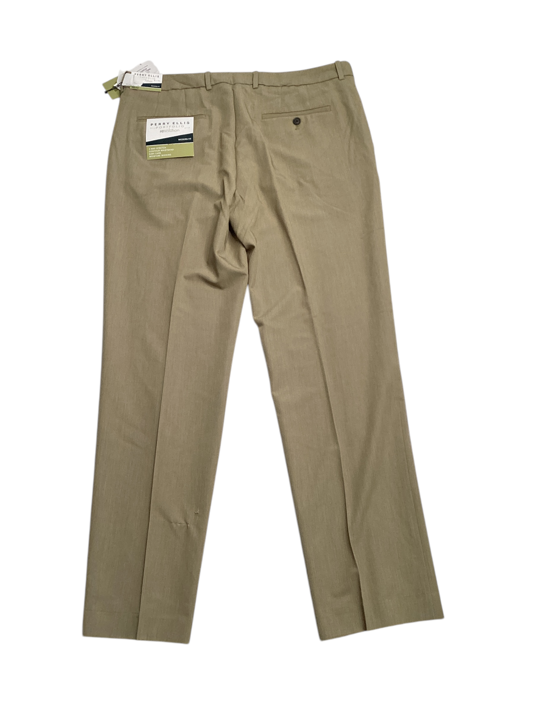 Perry Ellis Mens Modern fit Dress Pants 33 / 32 Brown Solid Stretch