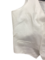 Bar Iii Mens Slim fit Button-Up Suit Vest Medium White Linen Linen