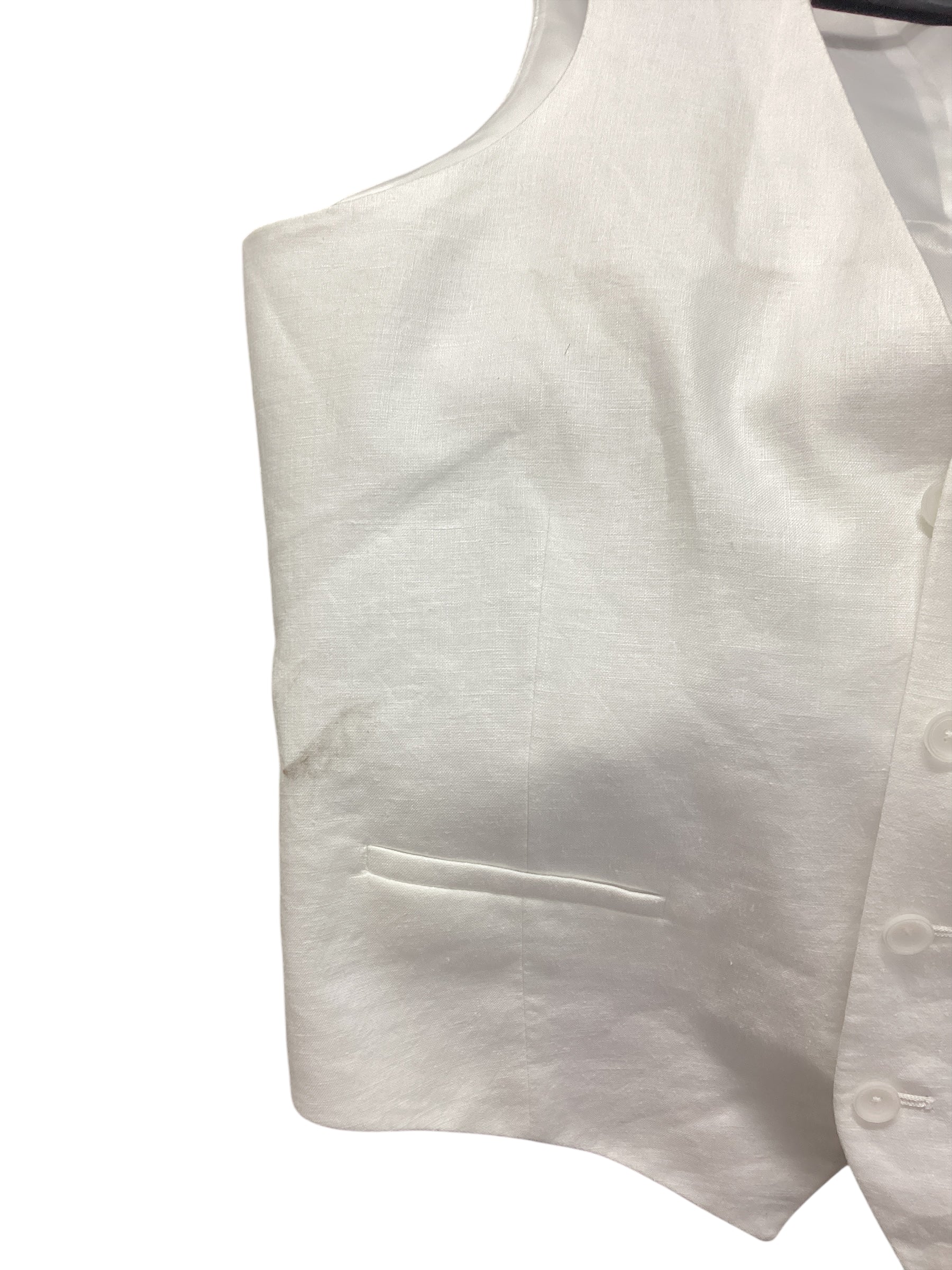 Bar Iii Mens Slim fit Button-Up Linen Suit Vest Medium White