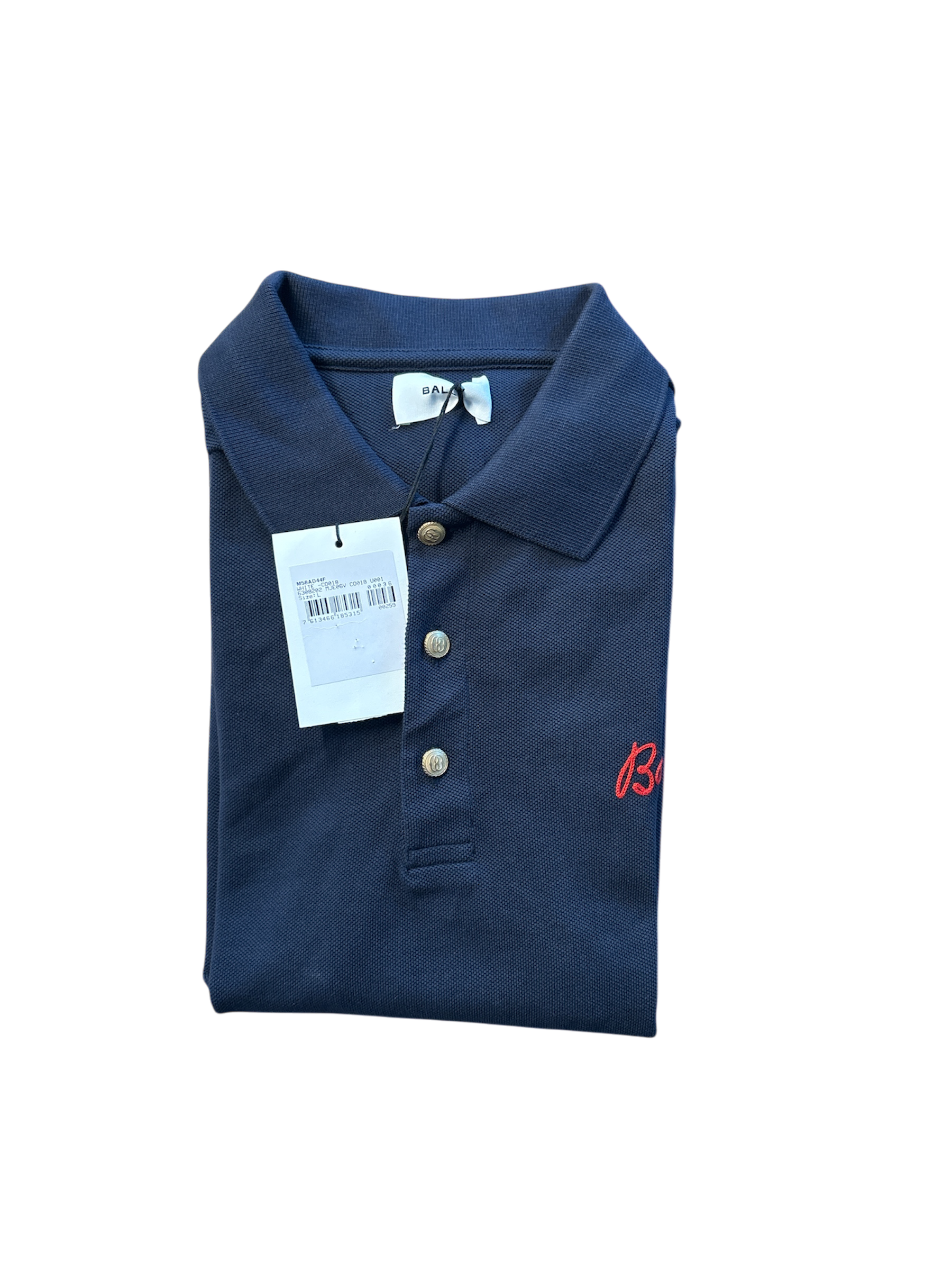 Bally Mens Regular fit Short Sleeve Polo Shirt Large Crew Neck Blue