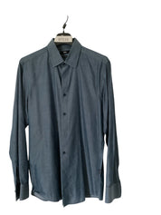 Hugo Boss Mens Regular Fit Long Sleeve Button Up Shirt Large Blue Geometric