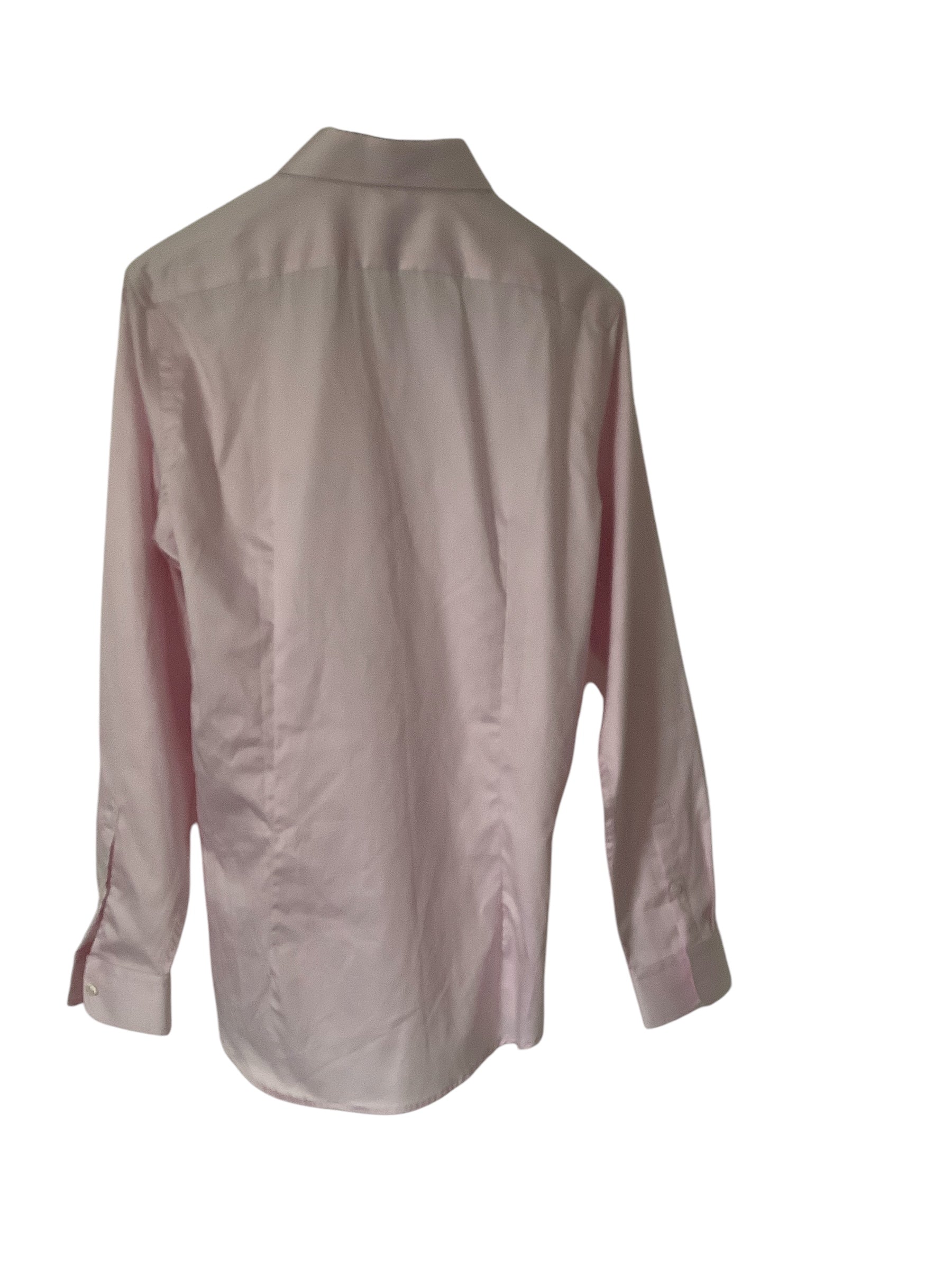 Reiss Mens Slim Fit Long Sleeve Button Up Shirt Large Pink Solid