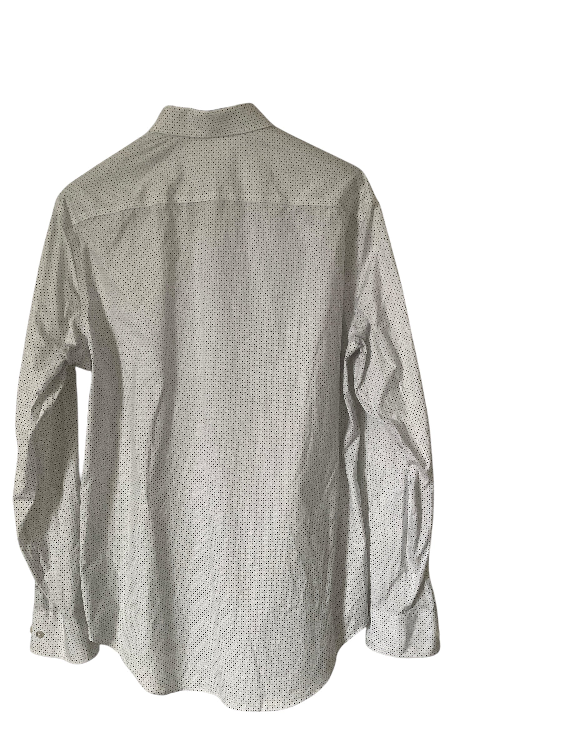 Calvin Klein Mens Slim fit Long Sleeve Button Up Shirt Large White Geometric