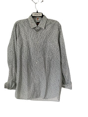 Hugo Boss Mens Regular Fit Long Sleeve Button Up Shirt Medium White Geometric