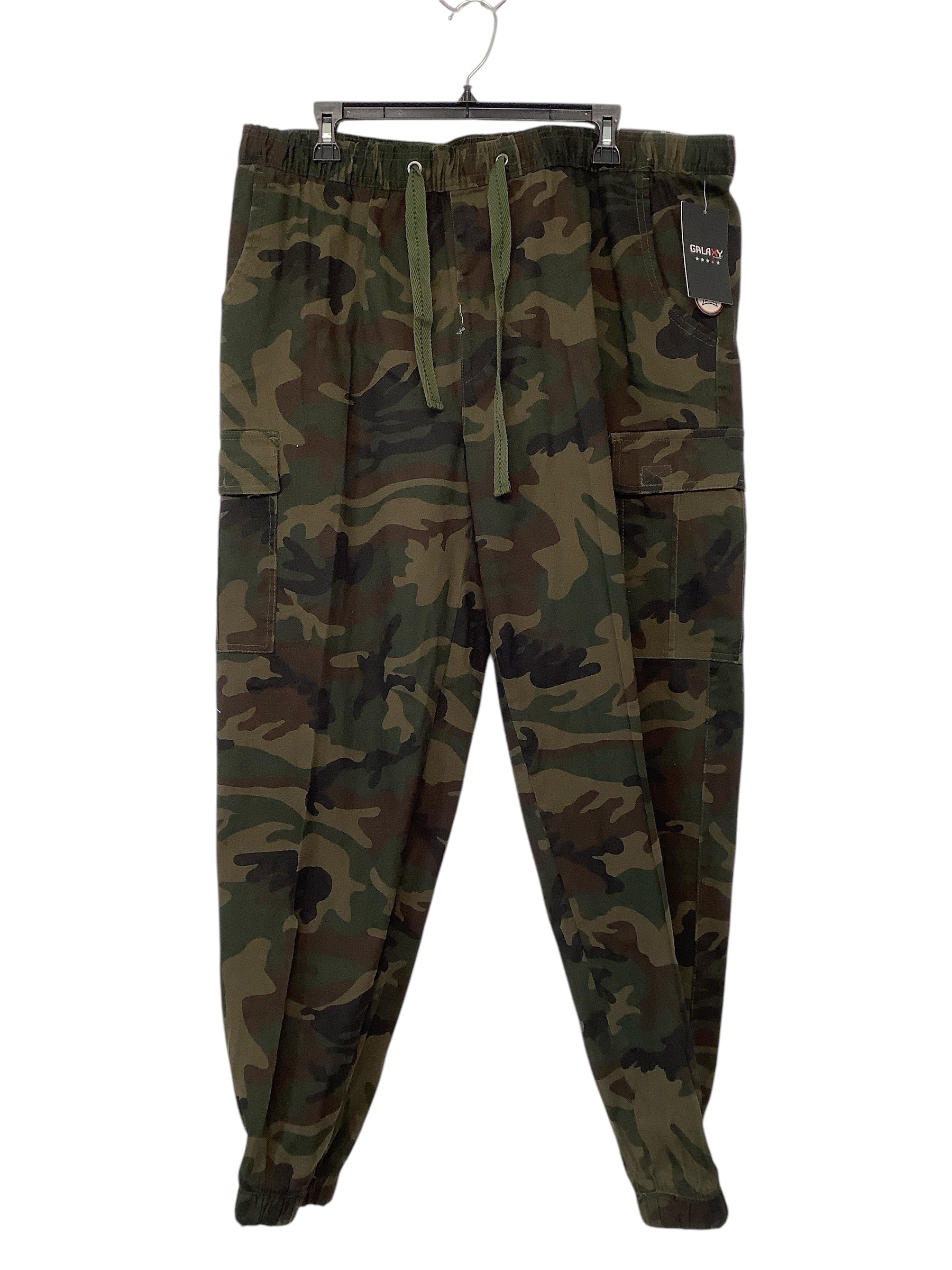 Galaxy By Harvic Mens Regular Fit Pants Cuffed Pants XXL Green Camouflage