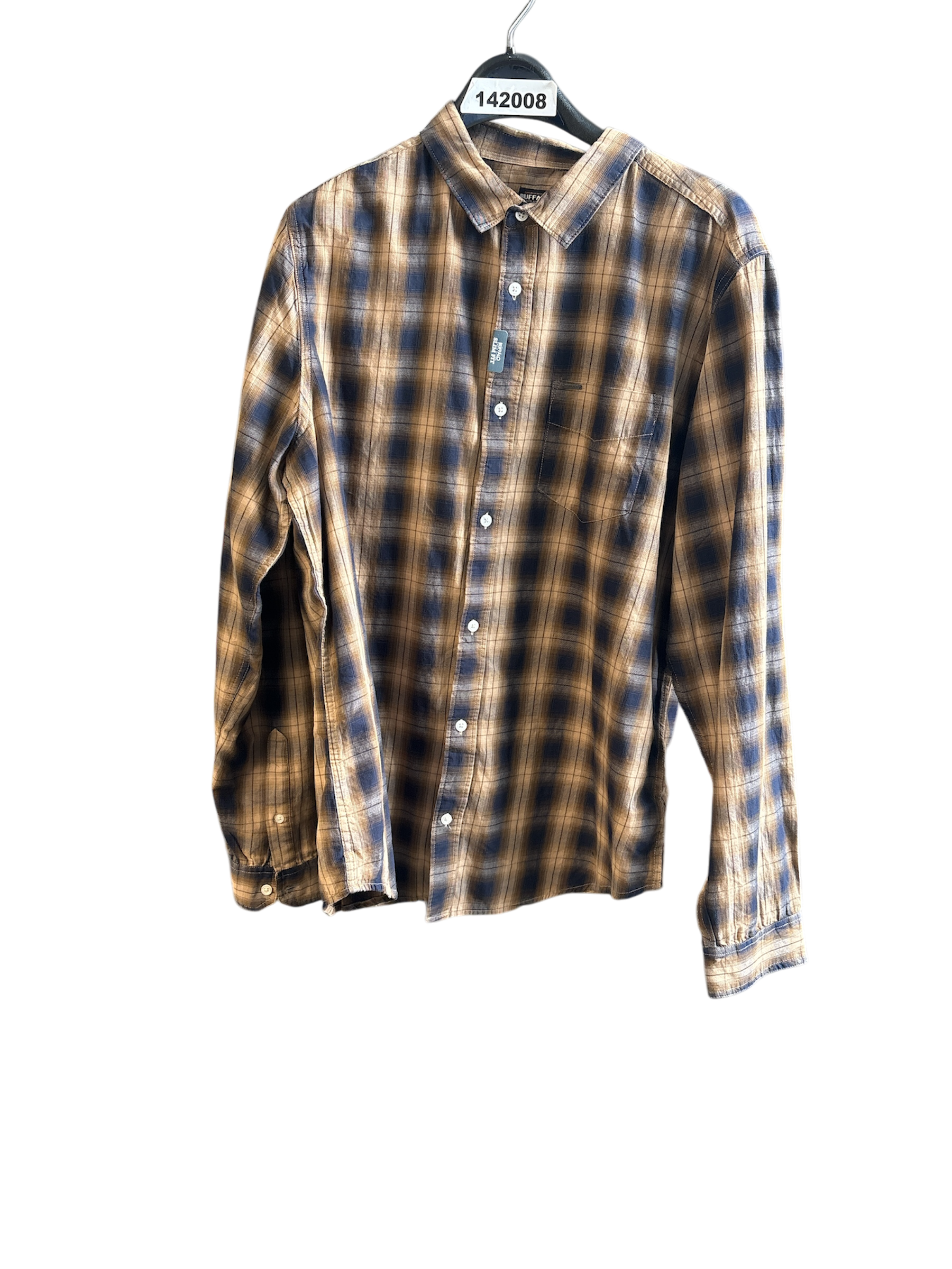 Buffalo David Bitton Men's Long Sleeve Button-Up Shirt Brown Navy Blue XL