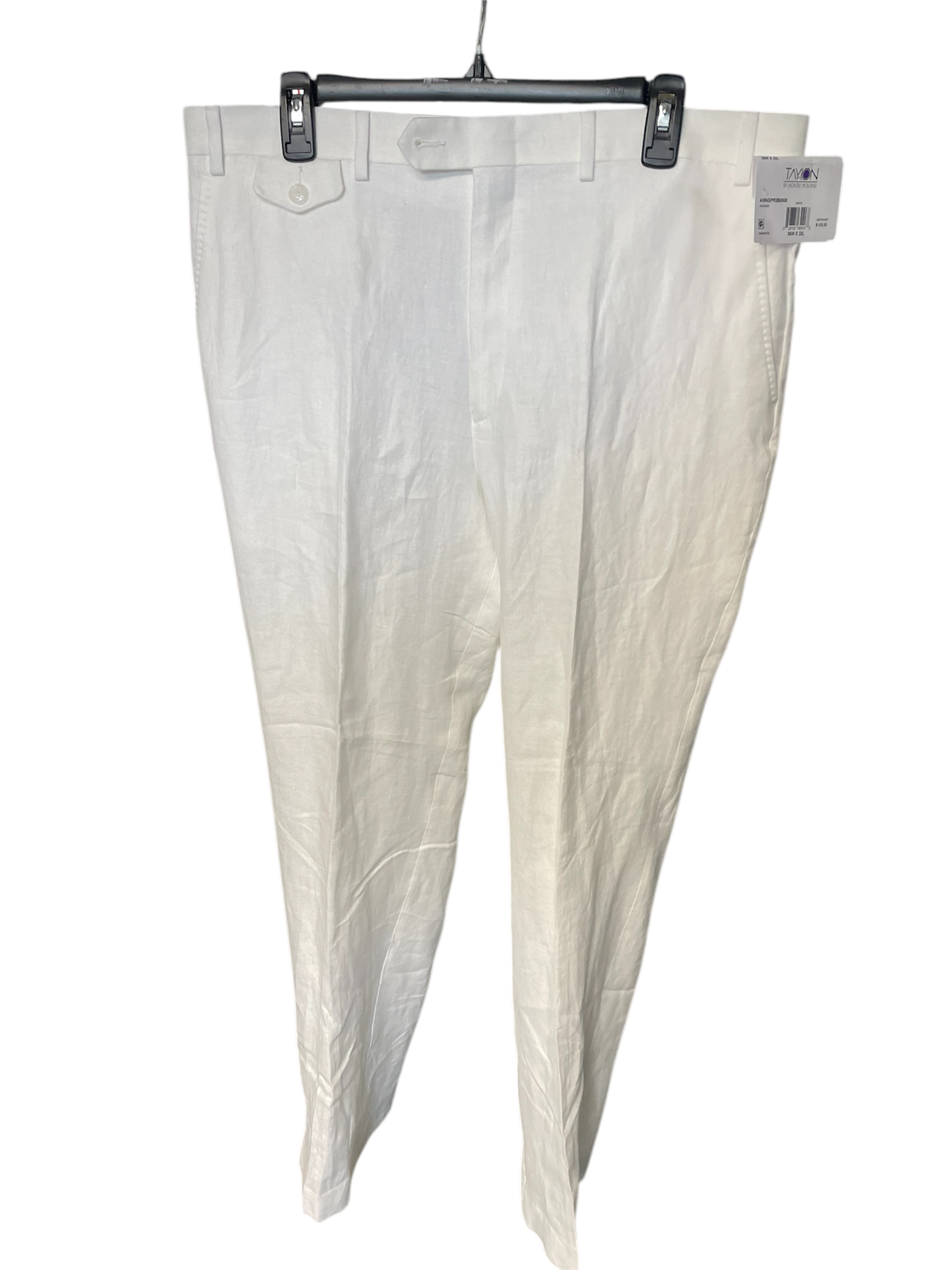 Tayion Collection Mens Classic fit Dress Pants 36 / 32 White Solid