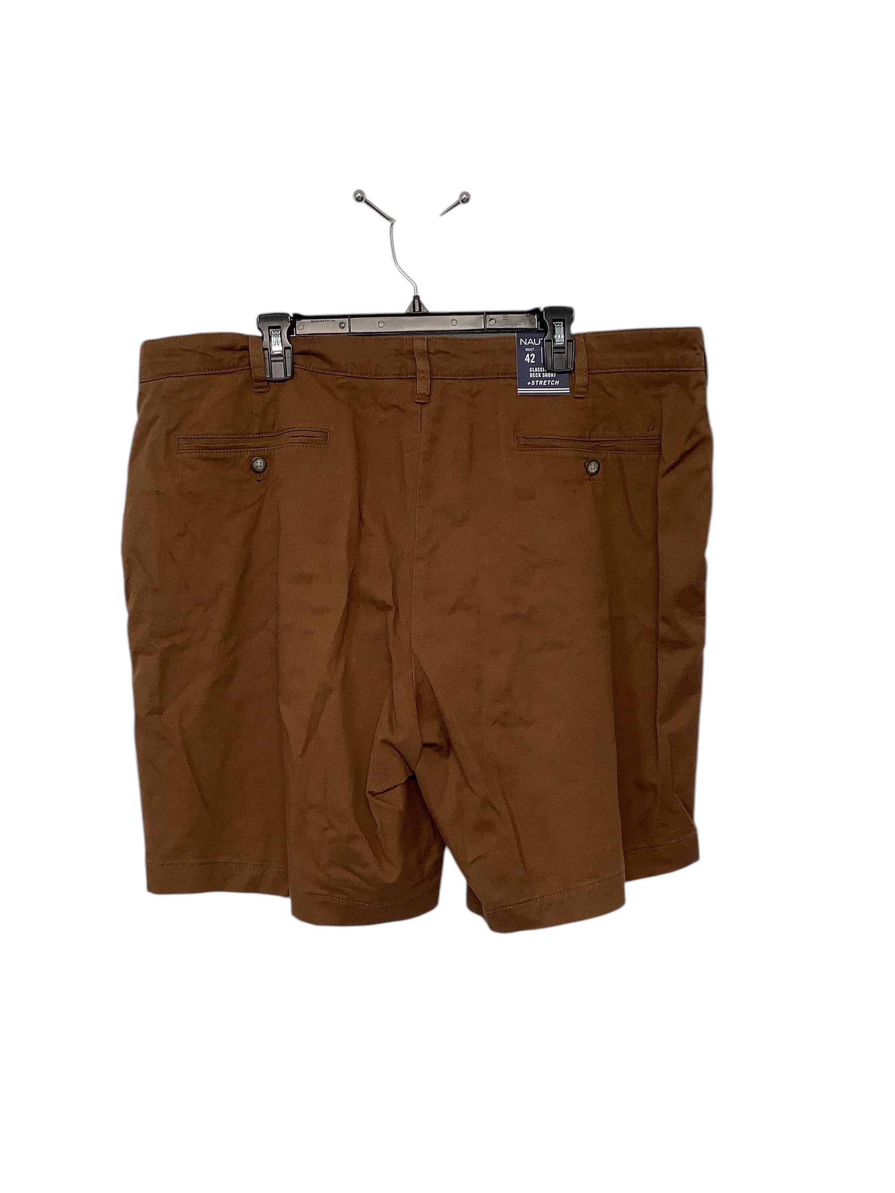 Nautica Mens Classic Fit 8.5" Casual Shorts 42 Brown Solid
