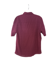 Alfani Mens Regular fit Short Sleeve Button-Up Shirt Large Red Geometric