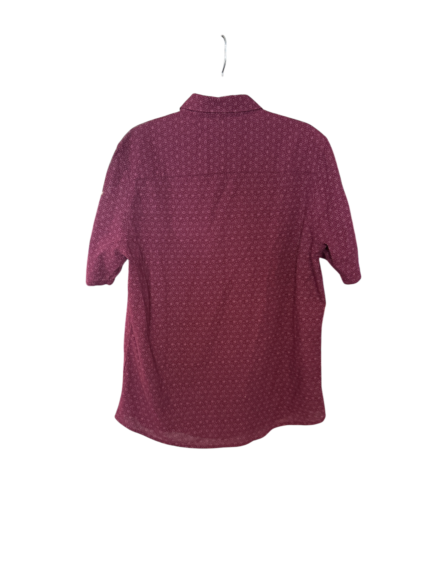 Alfani Mens Regular fit Short Sleeve Button-Up Shirt Large Red Geometric