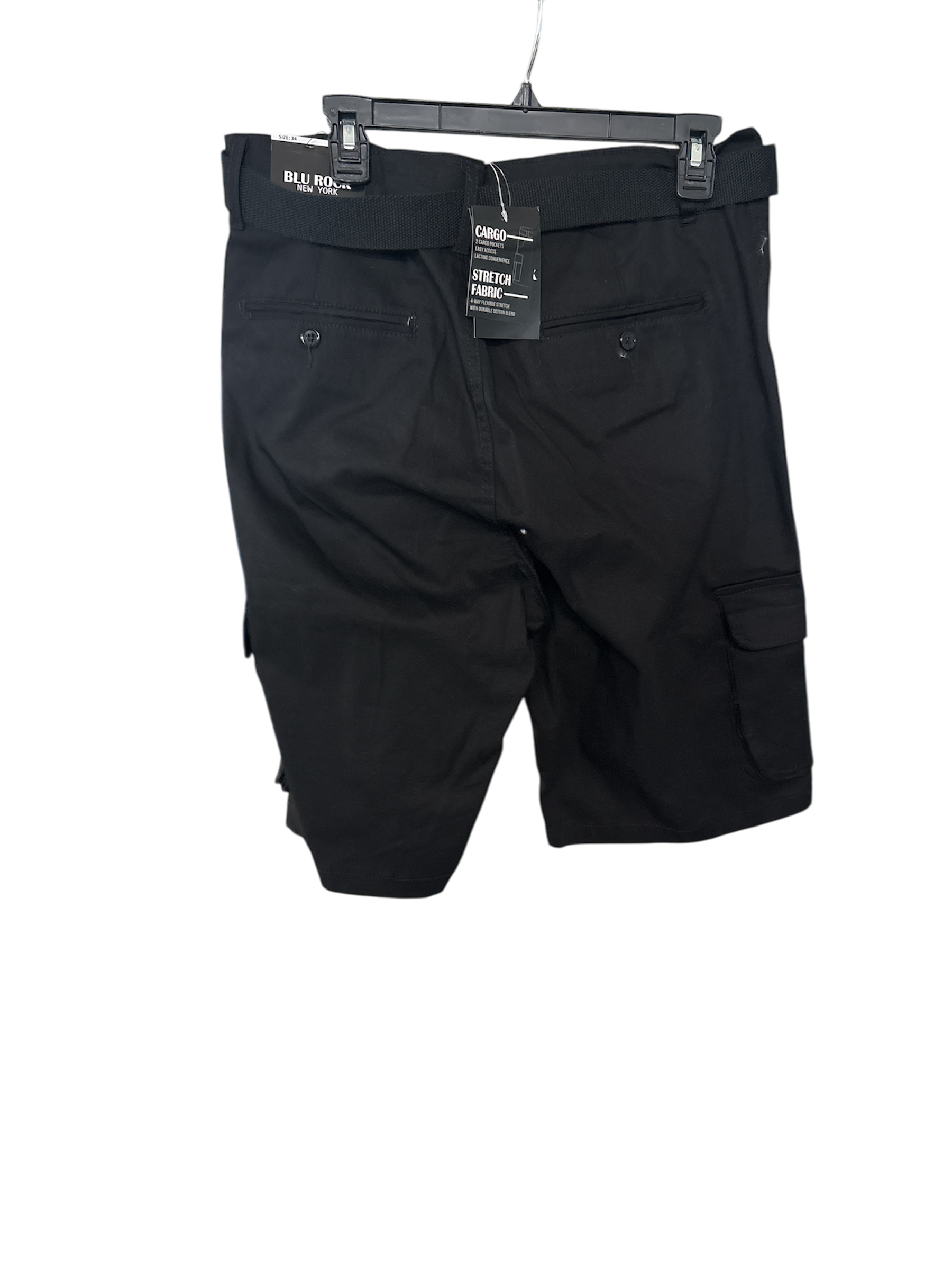 Blu rock Mens Regular fit Cargo Shorts 34 Black Solid