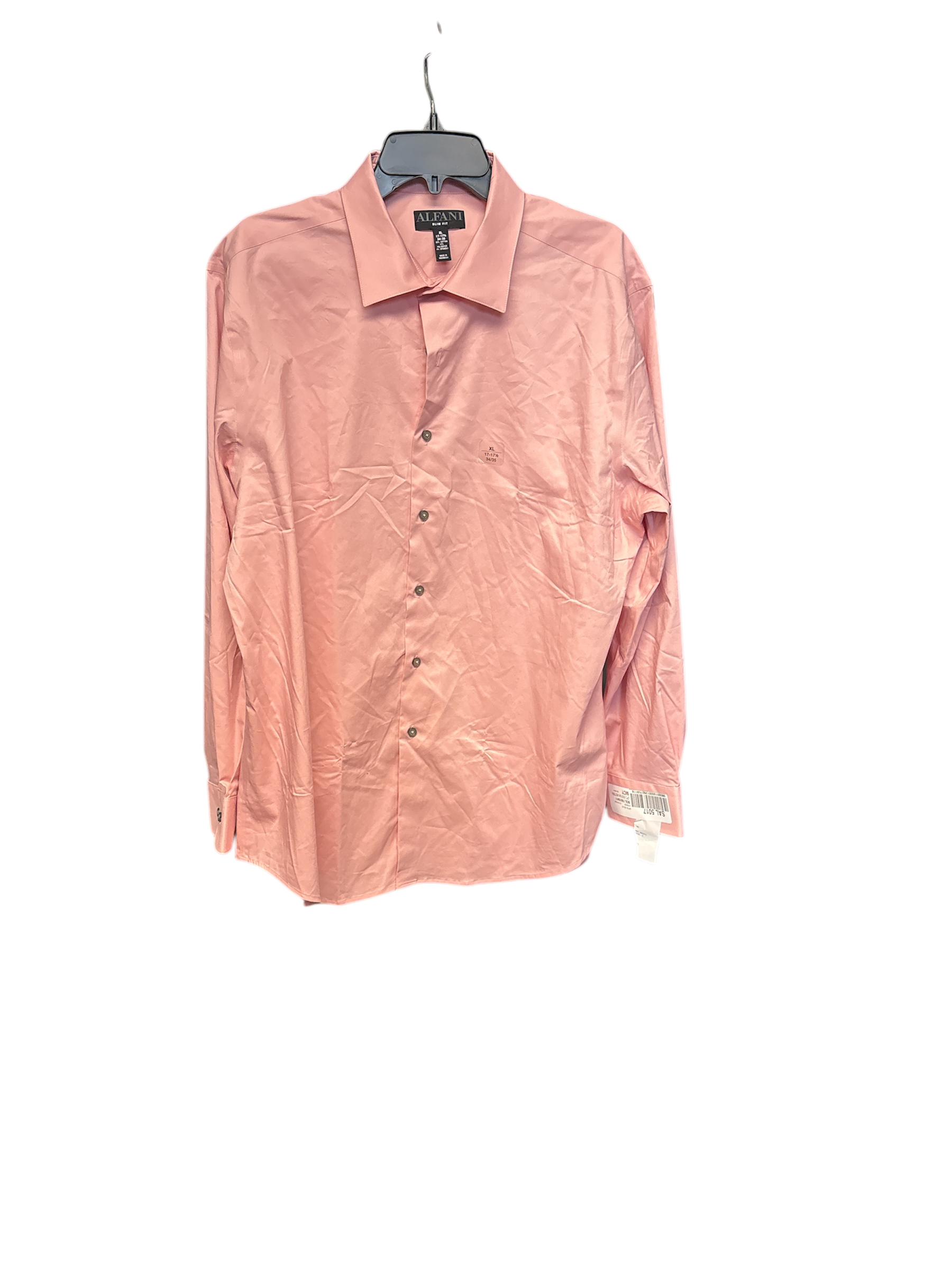 Alfani Mens Regular fit Long Sleeve Button-Up Shirt XL Pink Solid