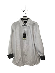 Calabrum Mens Regular Fit Long Sleeve Button Up Shirt XXL White Polka Dot