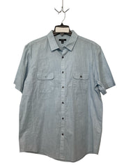 Alfani Mens Regular fit Short Sleeve Button-Up Shirt Medium Blue