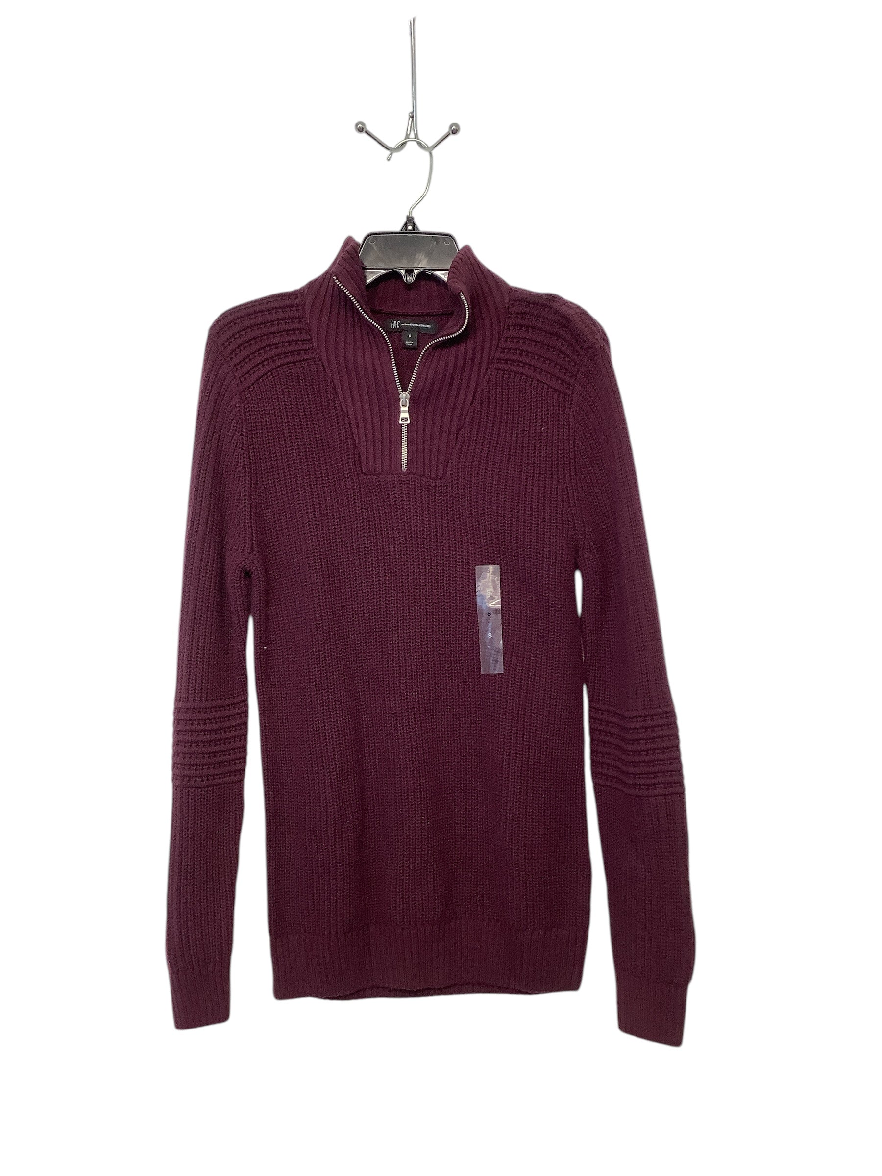 INC International Concepts Mens Regular Fit Quarter Zip Sweater Small Red Solid