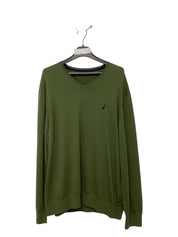 Nautica Mens Regular Fit V Neck Sweater XXL Green Solid