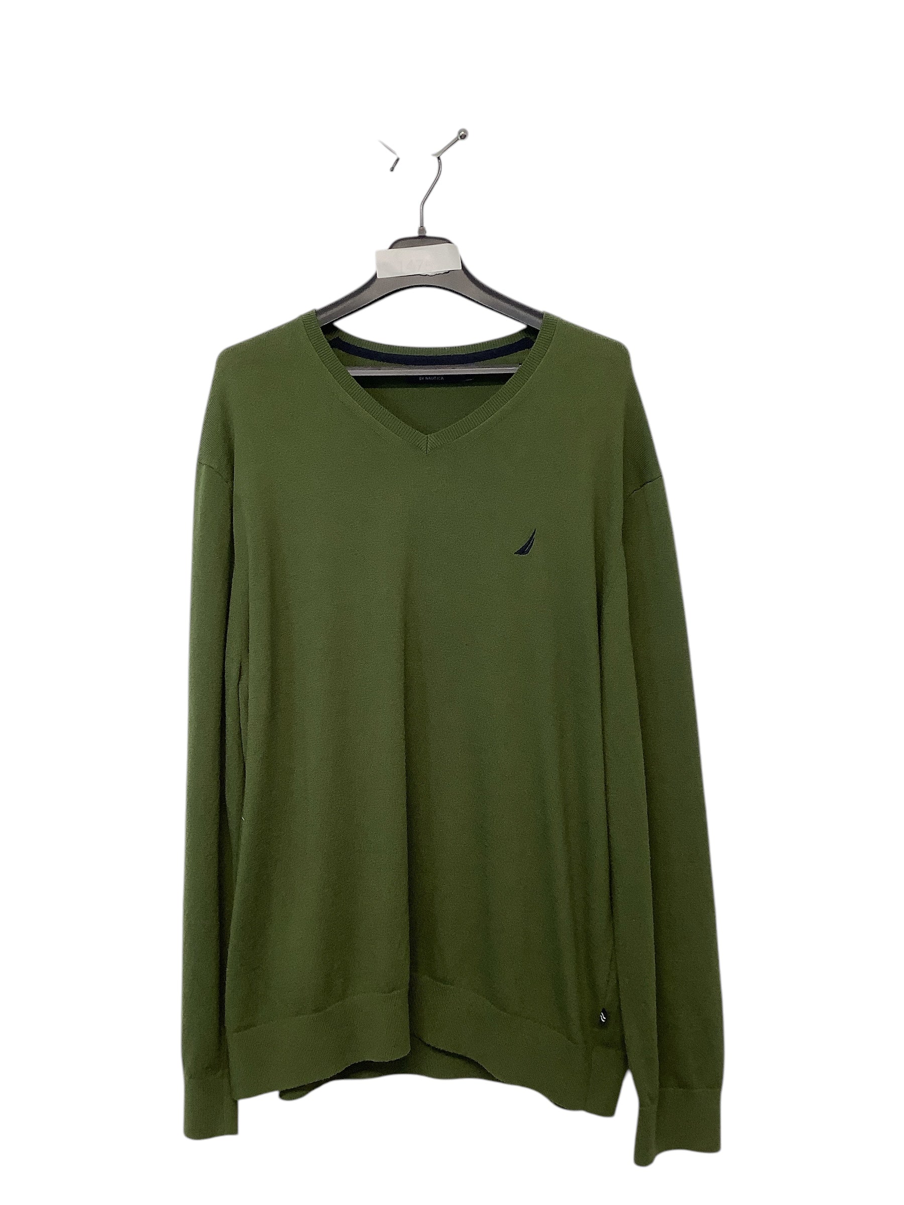 Nautica Mens Regular Fit V Neck Sweater XXL Green Solid