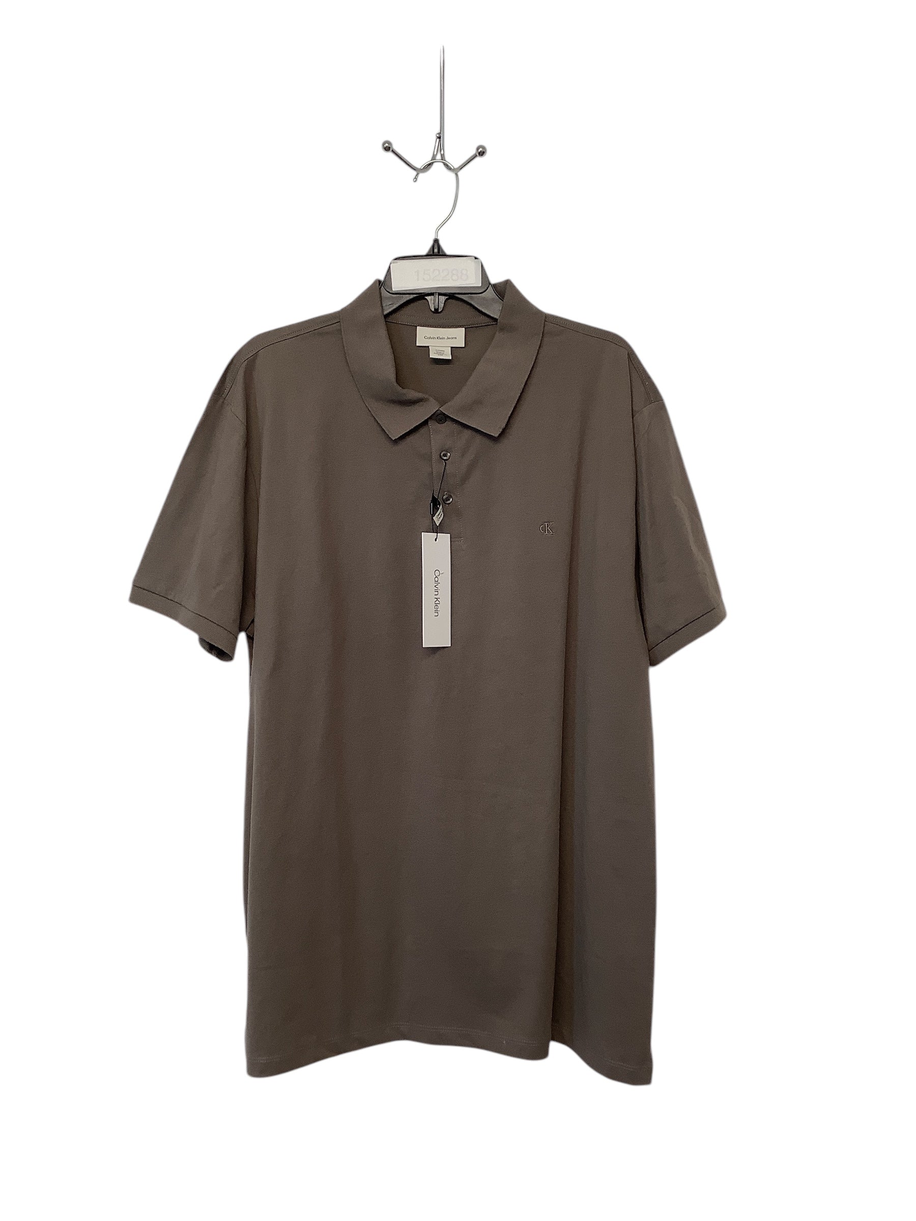 Calvin Klein Mens Regular Fit Short Sleeve Polo Shirt XL Brown Solid