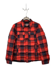 Bass Outdoor Mens Puffer Jacket Small Red Full Zip Snap Check