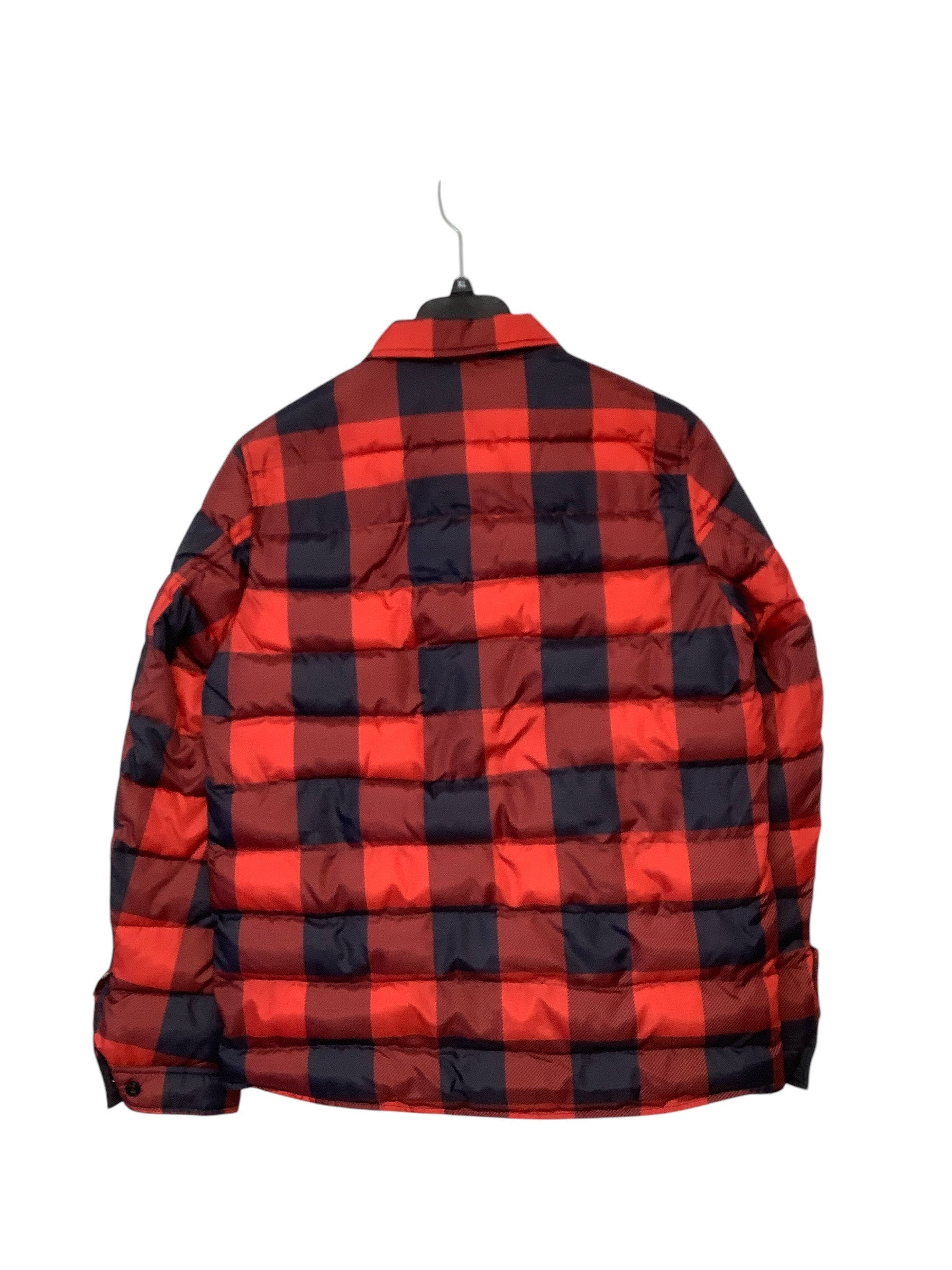 Bass Outdoor Mens Puffer Jacket Small Red Full Zip Snap Check