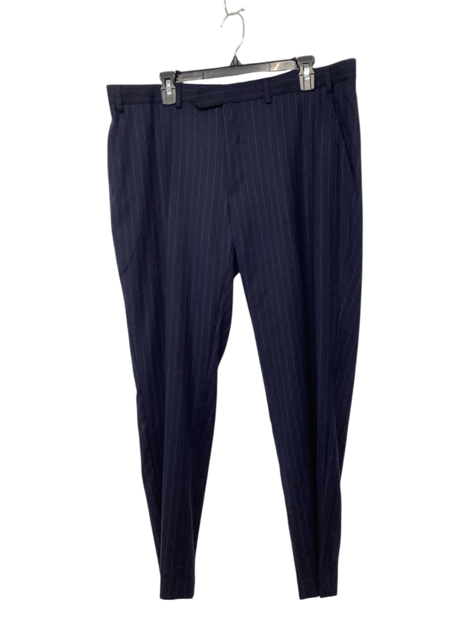 Michael Kors Mens Regular Fit Dress Pants 38 x 30 Blue Striped