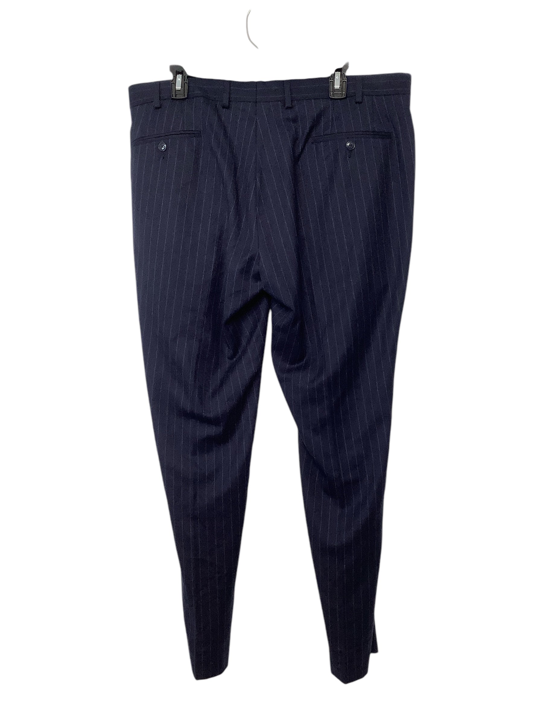 Michael Kors Mens Regular Fit Dress Pants 38 x 30 Blue Striped