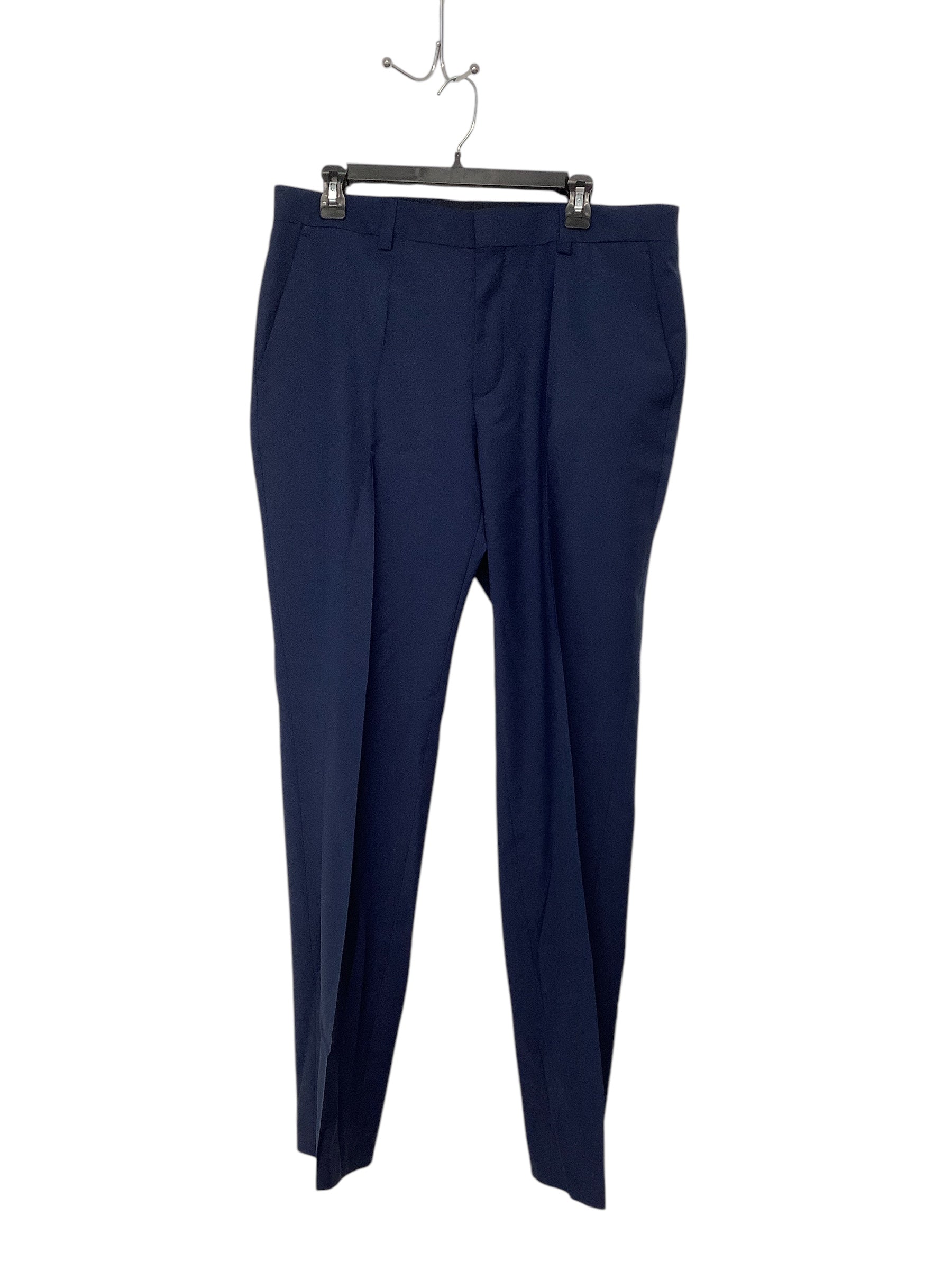 Hugo Boss Mens Slim fit Dress Pants 46 / 32 Navy Blue Solid