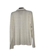 Paisley & Gray Mens Slim Fit Long Sleeve Polo Shirt Medium White Geometric