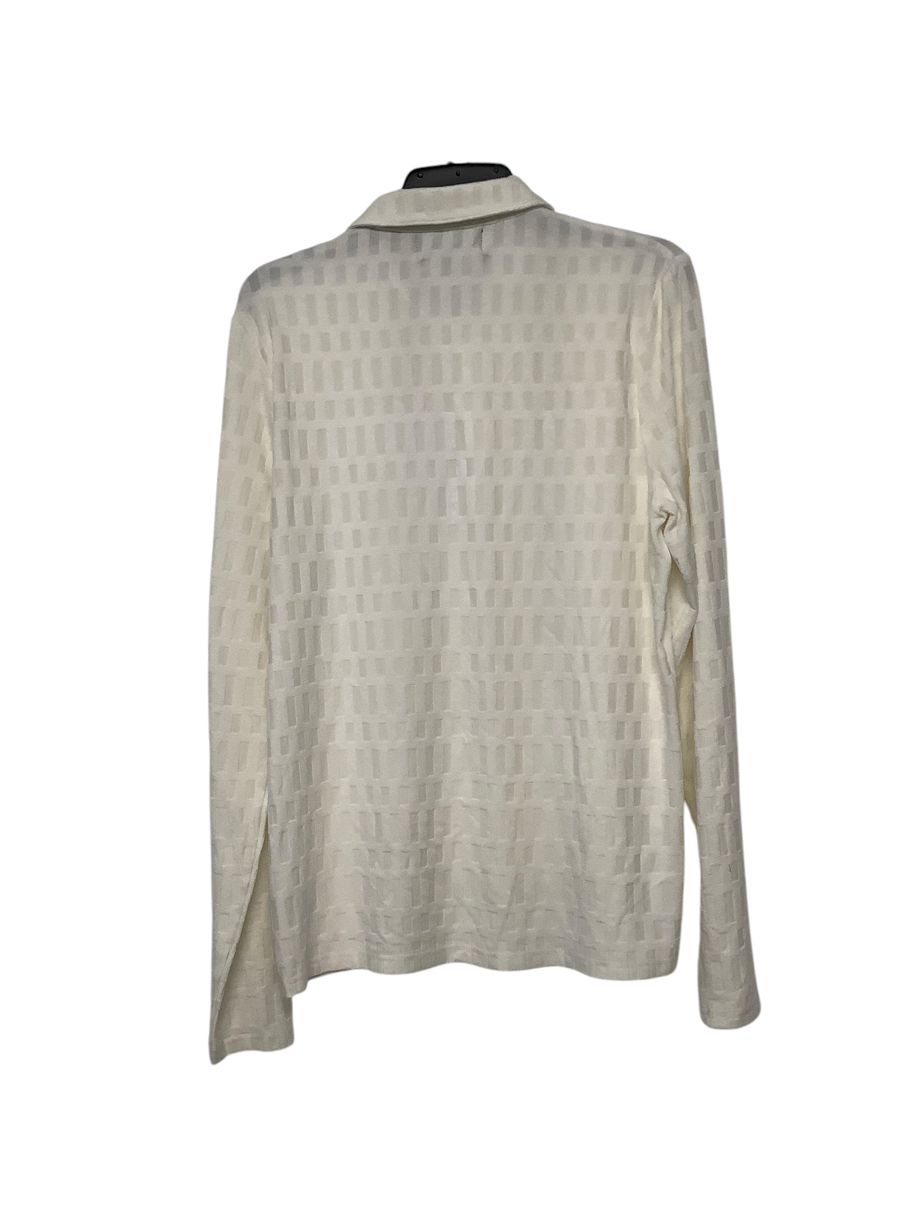 Paisley & Gray Mens Slim Fit Long Sleeve Polo Shirt Medium White Geometric