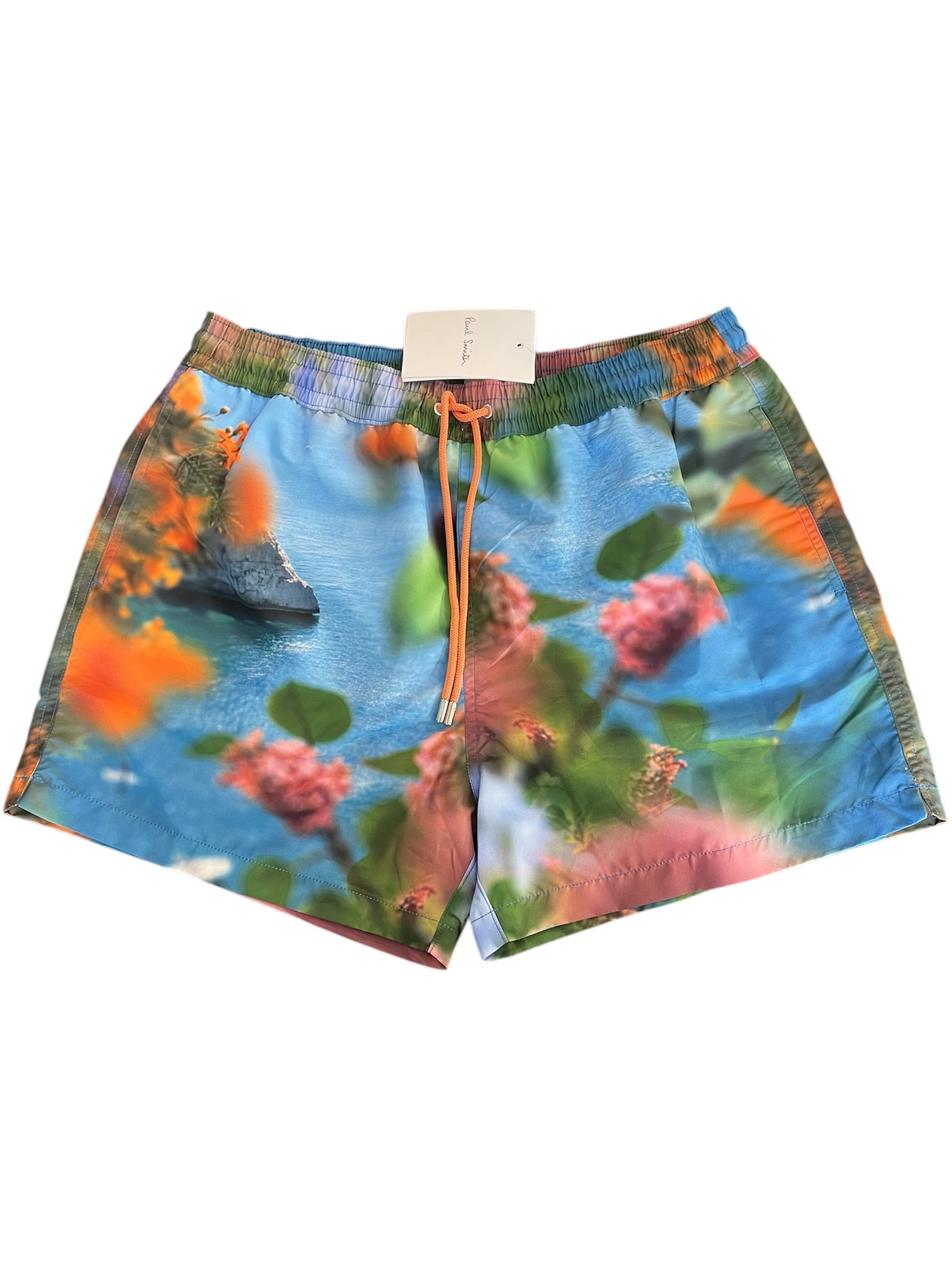 Paul Smith Men Regular fit Swim Trunks Swimwear Medium Blue Floral Quick Dry