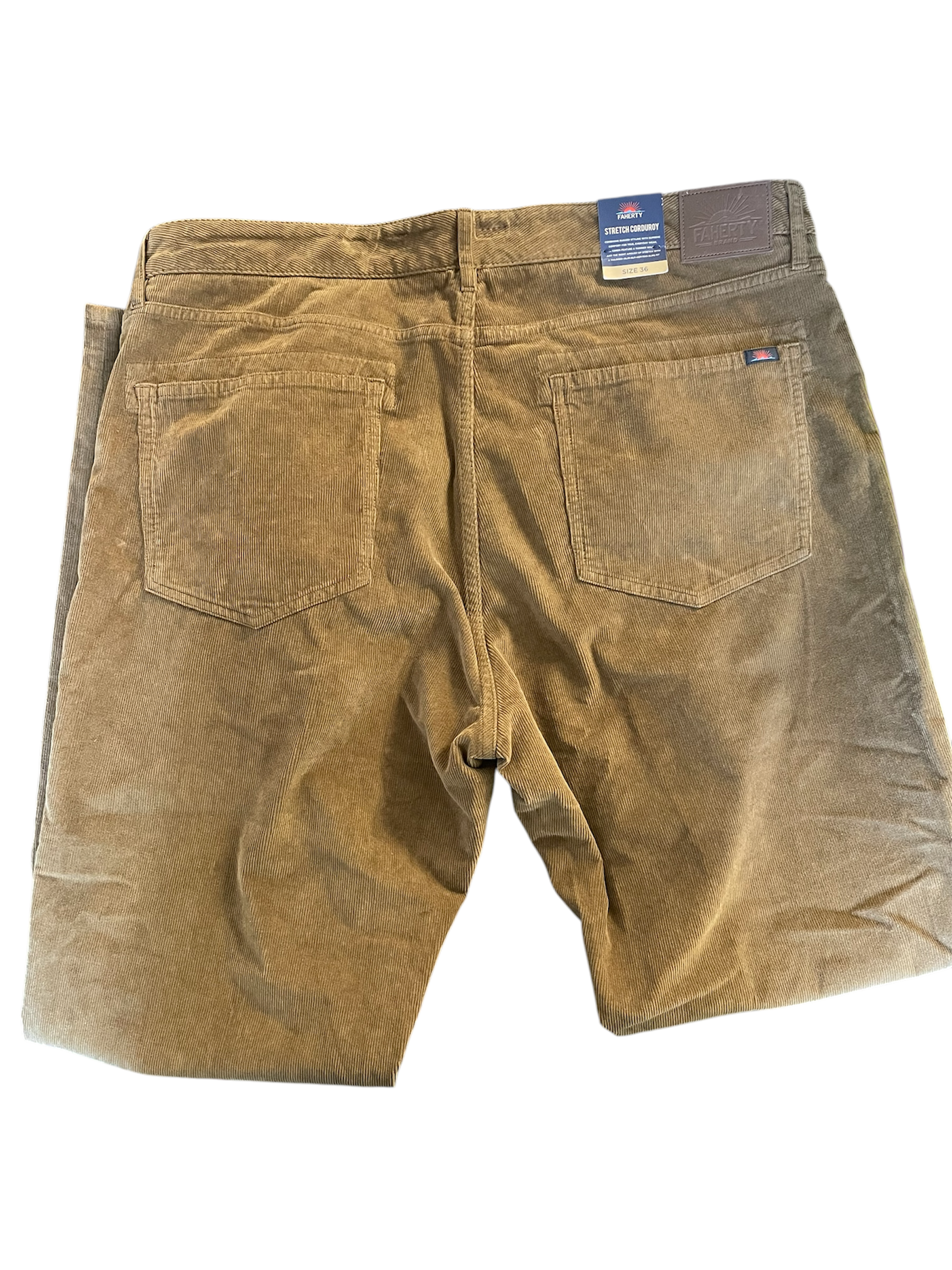 Faherty Brand Men Regular fit Casual Corduroy Pants 36 / 32 Brown Solid Stretch