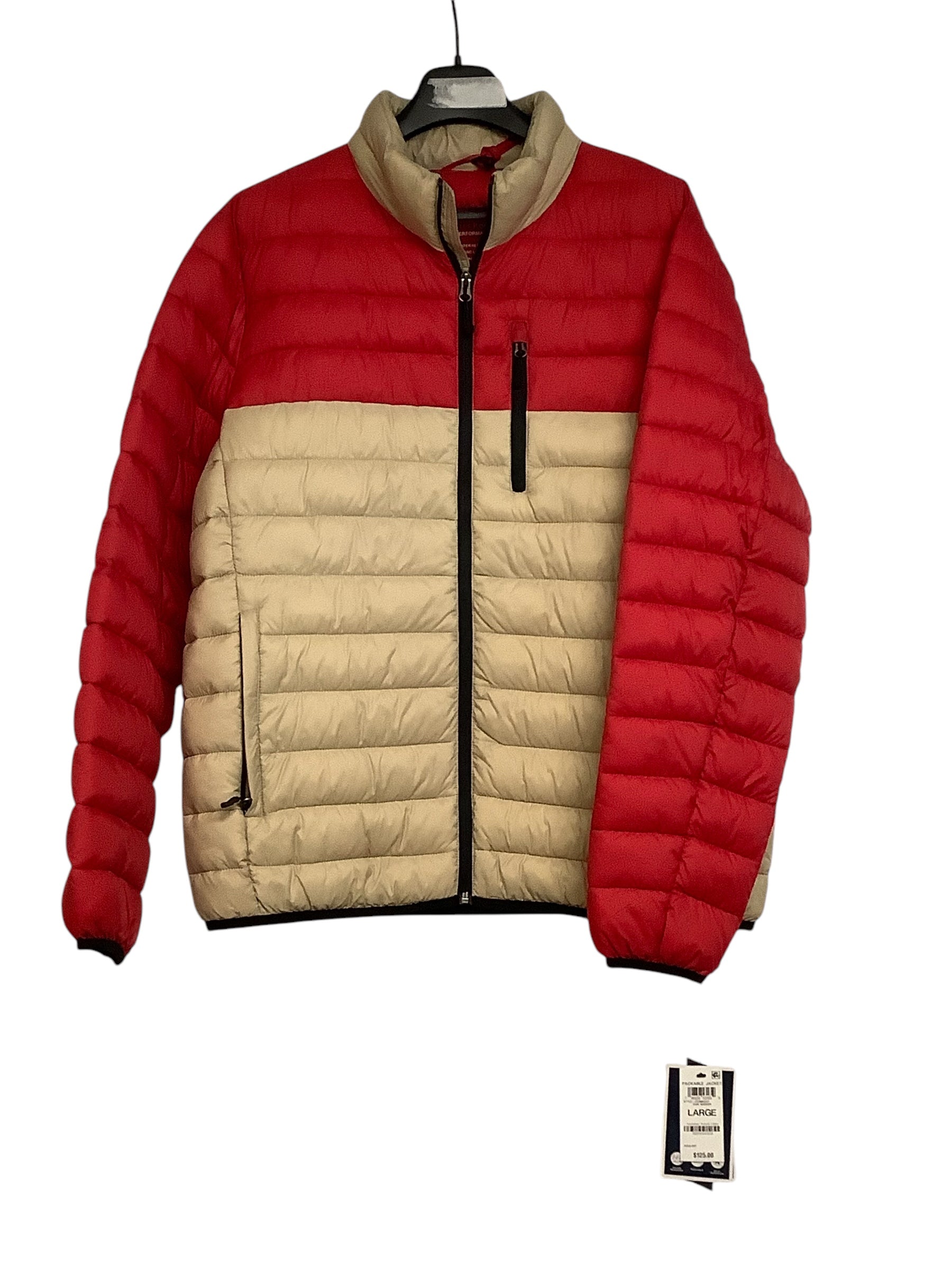 Club Room Mens Packable Puffer Jacket XL Red / Tan