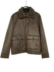 Club Room Men's Faux Suede Jacket XL Grey Sherpa Lined