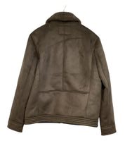 Club Room Men's Faux Suede Jacket Large Grey Sherpa Lined