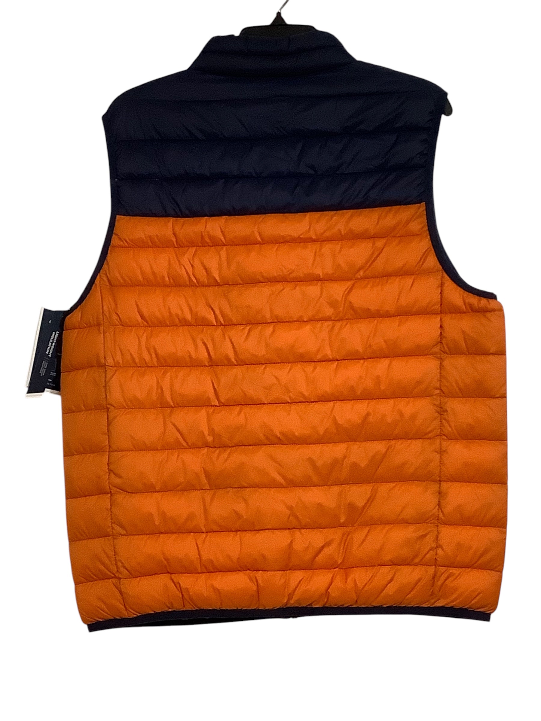 Club Room Mens Packable Puffer Vest XL Orange Navy Blue