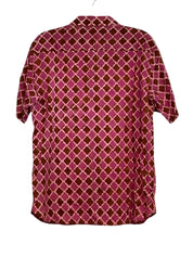 Kardo Mens Lamar Printed Short Sleeve Button Shirt Large Pink /  Red