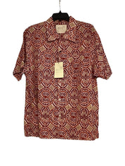 Kardo Mens Chintan Cotton Short Sleeve Button Shirt XXL 2XL Orange