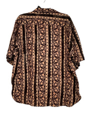 Kardo Mens Ronen Black Brown Crochet Short Sleeve Button Down Shirt XXL Cotton