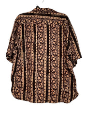 Kardo Mens Ronen Black Brown Crochet Short Sleeve Button Down Shirt XL Cotton