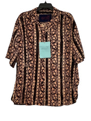 Kardo Mens Ronen Black Brown Crochet Short Sleeve Button Down Shirt XXL Cotton