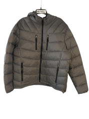 Club Room Mens Chevron Quilted  Puffer Jacket Coat Small Grey Solid
